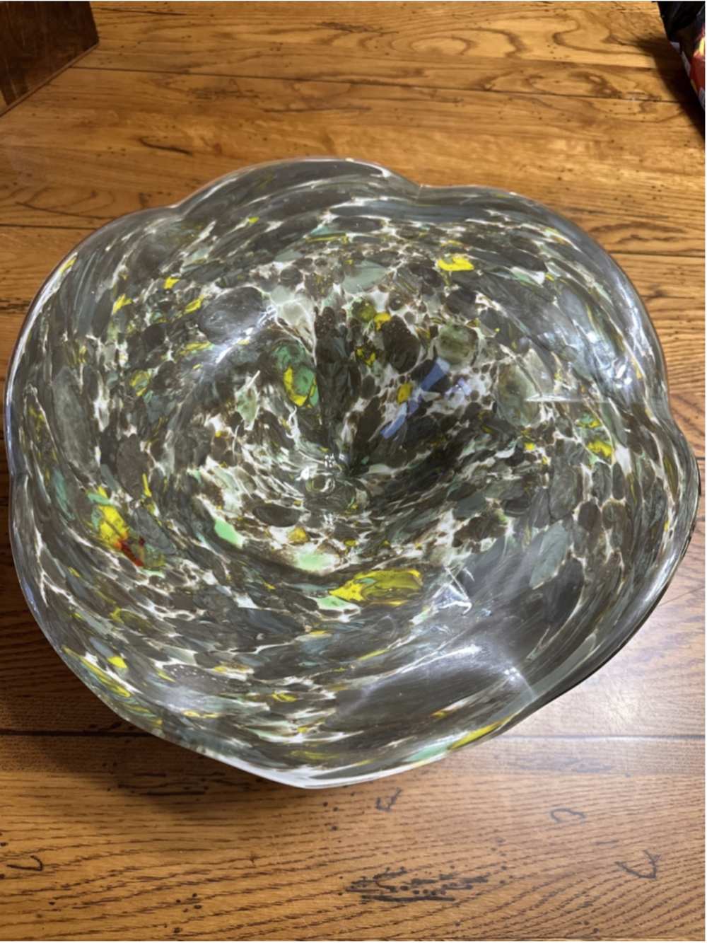 Vintage Murano Pedestal Footed Glass Wave Large Centerpiece Bowl Beautiful!